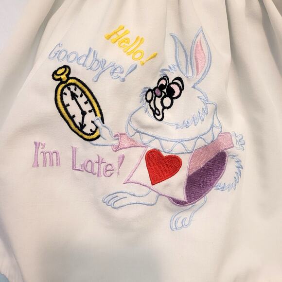 Vintage Alice in Wonderland Costume Dress Girl’s 6 Blue White Rabbit Embroidery - Picture 2 of 14